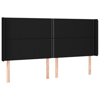 Cabecero Cama Mueble De Dormitorio Con Led De Tela 163 X 16 X 118/128 Cm Negro M02_0001168