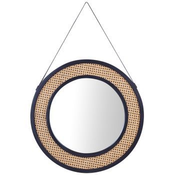 Espejo De Pared Decorativo Estilo Boho Con Forma Redonda Y Marco De Ratán Natural Ø 70 Cm Cambrai