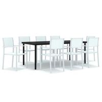 conjunto comedor jardin para jardin 9 uds  mueble jardin mesa y sillas blanco