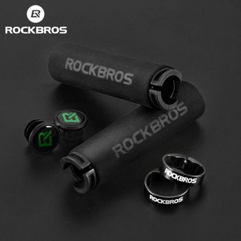 ROCKBROS-grips para ciclismo antideslizantes, empuñaduras de esponja a prueba de golpes para manillar de bicicleta de montaña y carretera, manillares ultraligeros para ciclismo