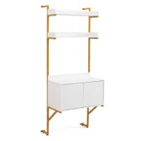 costway estanteria escalera de 4 niveles con estantes abiertos y puertas estructura metalica almacenaje para salon oficina blanco