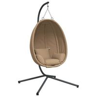 silla colgante huevo con soporte tela y acero gris taupe