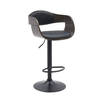 Taburete de bar regulable y giratorio en Simil cuero Negro/gris