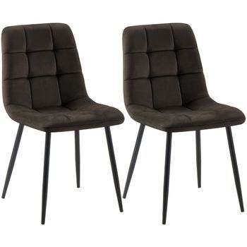 Lote De 2 Sillas De Comedor Tilde Terciopelo Marrón 55x45x84 Cm Clp
