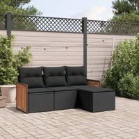 conjunto de sofas jardin 4 uds  mueble jardin mesa y sillas con cojines ratan sintetico negro cfw523042