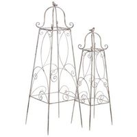 decoracion de metal 2 pzas acabado envejecido 34x34x100h - 25x25x80h