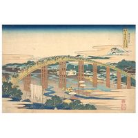 legendarte - cuadro lienzo impresion digital - el puente yahagi en okazaki en el tokaido - katsushika hokusai - decoracion pared cm 60x90
