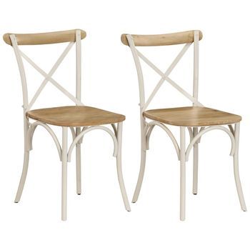 Sillas Con Respaldo Cruzado 2 Uds Madera Maciza De Mango Blanco Vidaxl