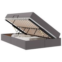 cama con almacenamiento y colchon 2 uds gris cuero vidaxl