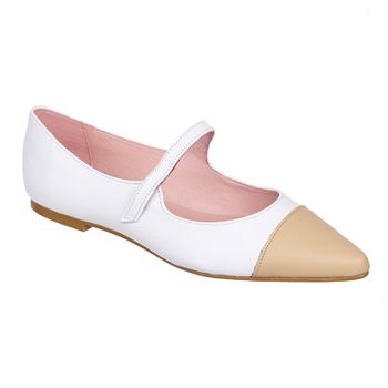 Bailarina piel blanco-camel