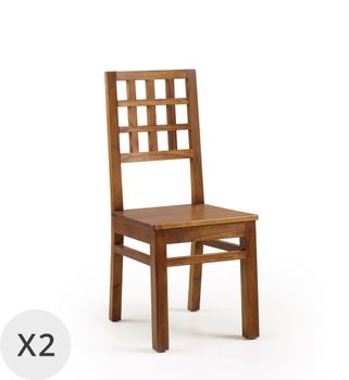 Set de 2 sillas de madera marrón