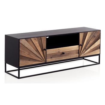 Mueble Tv De Madera 2 Puertas Y 1 Cajon Con Base De Metal