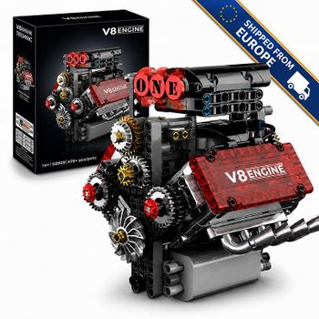 Bloques de Construcción MOC de Superautos con Motor V8, Modelo de Simulación Motorizado, Ladrillos Creativos con Accionamiento Eléctrico, Juguetes Técnicos de Automóviles, Regalos Navideños para