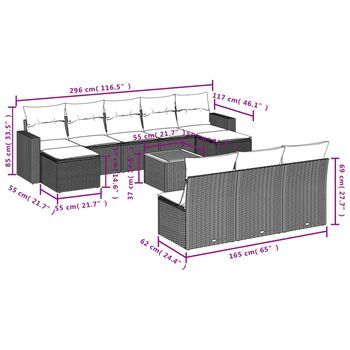 Conjunto De Ocio Para Jardín Al Aire Libre (con Cojines, Combinación De 11 Piezas)