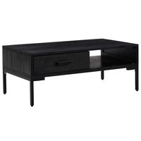 mesa de centro 50x90x35 cm madera maciza de pino madera trabajada - negro