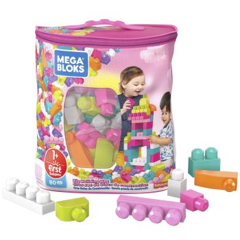 Mega Bloks Bolsa 80 Bloques de Construcción Juguete Bebés +1 Año