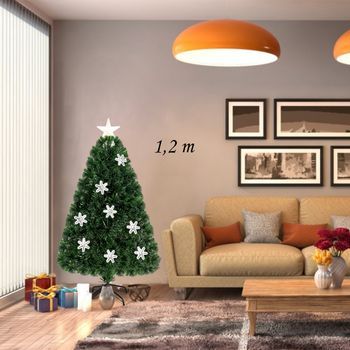 Árbol De Navidad Artificial 1,2m Con Base Iluminado Fibra De Vidrio Cambia Color Para Navidad Fiesta Cfw97676