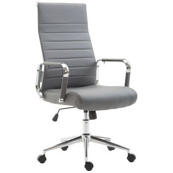 Silla De Oficina Kolumbus Simil Cuero Gris 66x58x105 Cm Clp