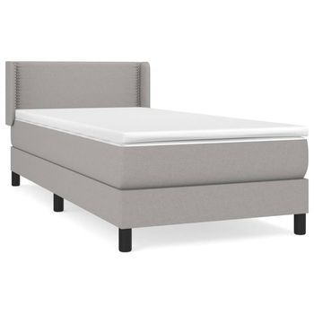 Cama Individual | Cama Box Spring | Cama Para Adultos Con Colchón Tela Gris Claro 90x190 Cm