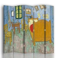 legendarte - biombo vincents bedroom in arles - vincent van gogh - separador de ambientes para interiores cm 180x170 5 paneles