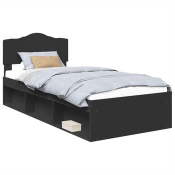 Estructura De Cama Negro 90 X 190 Cm Madera De Pino Macizo Vidaxl