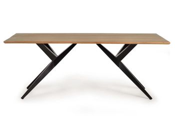 Mesa de comedor estilo industrial en madera maciza