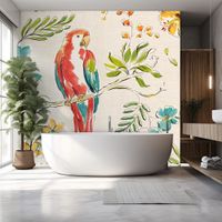 papel pintado loro exotico y flores 260x270cm