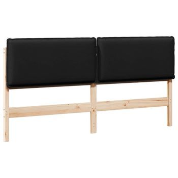 Cabecero，panel De Cabecero Tapizado Natural Y Negro 200 Cm Madera De Pino Macizo