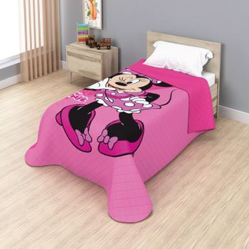 Disney - Colcha Bouti Minnie Mouse Modelo 3 Verano Disney 170 x 250 Cm (Cama 90 - 105 Cm) Rosa, Flores