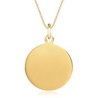 14 quilates cadena de oro con colgante circular grabable