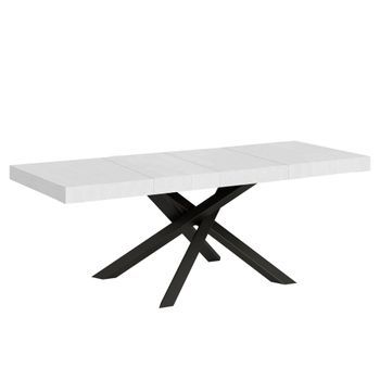 Mesa Extensible Volantis Premium 180/440x90 Cm Fresno Blanco Patas Antracita