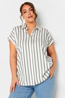yours blusa blanca de algodon con rayas  mujer curvy y tallas grandes yours