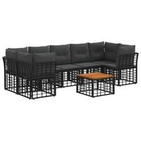 conjunto de sofas de exterior 8 uds negro y gris oscuro vidaxl