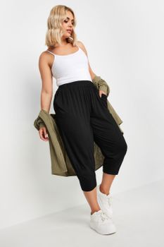 Yours Pantalones Bombachos Capri Negros, Mujer Curvy Y Tallas Grandes, Yours