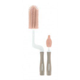 Set de cepillos de silicona para biberones y tetinas 2uds Rosa