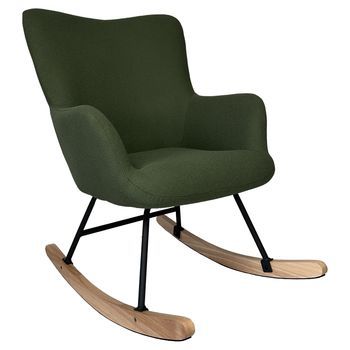 Silla Mecedora De Tejido Bouclé Verde Caqui Kaira