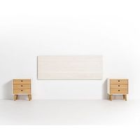 cabecero acabado madera maciza natural  2 mesitas tres cajones color blanco  cera medidas cabecero 155 x 60 x 2 cm