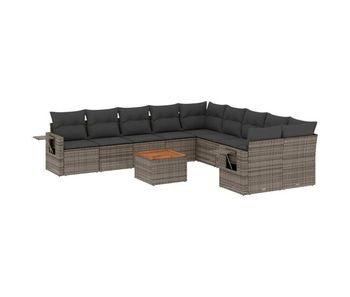 Vidaxl set de sofás de jardín 11 pzas y cojines ratán sintético gris