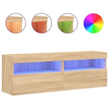 Muebles De Tv De Pared Luces Led 2 Uds Roble Sonoma 60x30x40 Cm Vidaxl