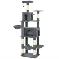 pawhut arbol rascador para gatos con plataforma torre escalador para gatos con cama cuevas postes de sisal 60x48x202 cm gris