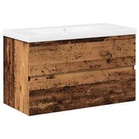 mueble con lavabo integrado madera envejecida 81x395x49 cm