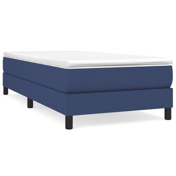 Cama Individual | Cama Para Adultos | Estructura De Cama Box Spring Tela Azul 90x200 Cm