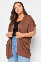 yours chaleco abierto de punto marron mujer curvy y tallas grandes yours