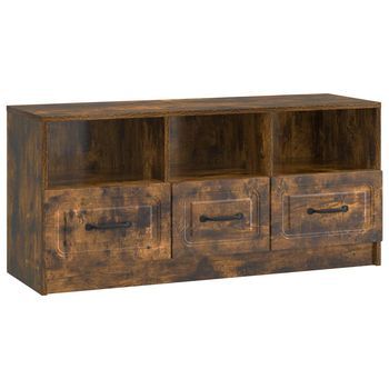 Mueble De Tv Con Cajón Roble Ahumado 102 X 34,5 X 47 Cm Vidaxl