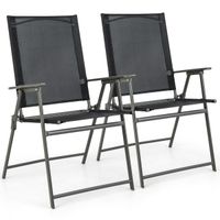 costway juego de 24 sillas plegables de patio silla de comedor de respaldo alto tela resistente silla metalica portatil para exterior jardin