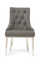 talia grey faux leather dining chairs - grey