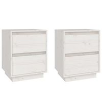 pack 2 uds mesitas de noche  mesa auxiliar  mesilla madera maciza de pino blanco 40x35x50 cm