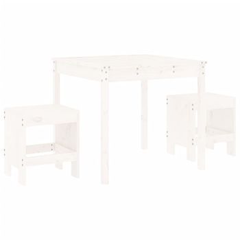Mesa Y Sillas De Jardín 3 Uds Madera Maciza De Pino Blanco Cfw367921