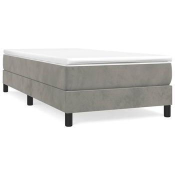 Estructura De Cama Con Somier Terciopelo Gris Claro 90x190 Cm Vidaxl