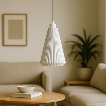 Lámpara De Techo Modelo Kai Blbb Blanco Cable De Seda Trenzado Blanco Embellecedor Florón De Techo Blanco Luz Led E27
